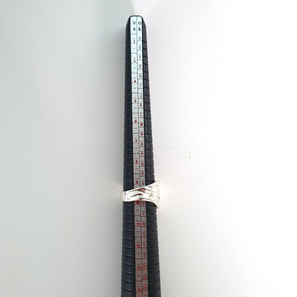 Fancy Vintage European Sterling Silver Wave Design Modernist Ring – Size 9.5 - Picture 13 of 14